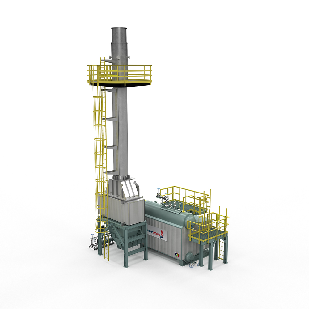 Rear Perspective View of a CBCW Watertube Boiler