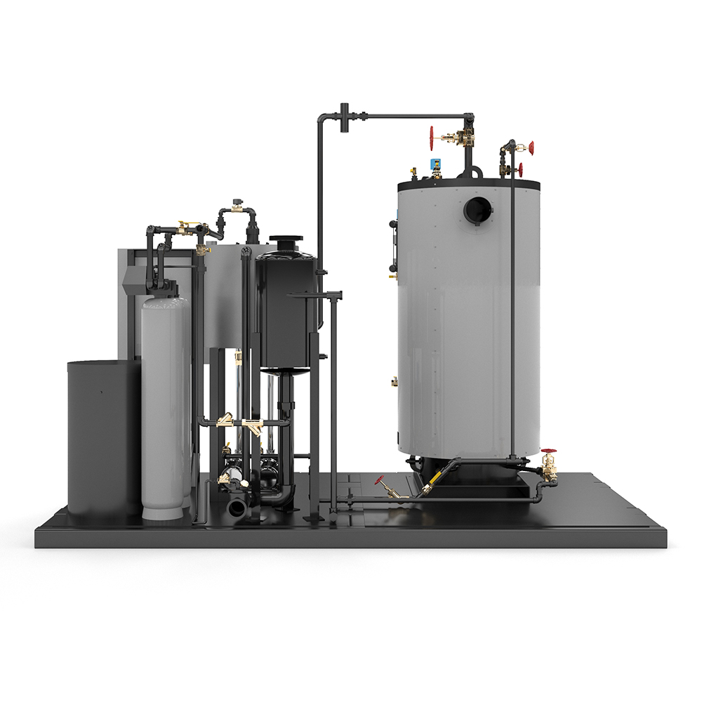 Rear View of a Modular Steam Boiler Skid with a CBT Boiler