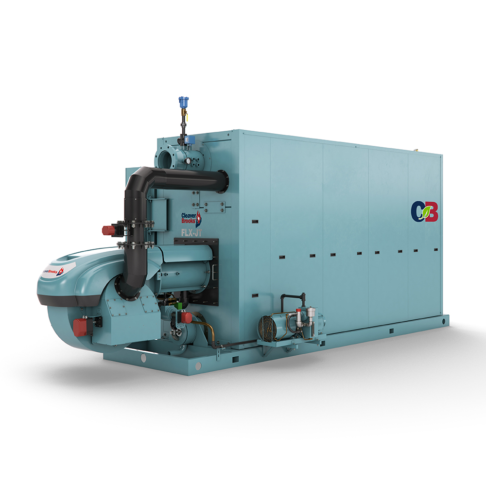 Right Side View of an FLX Hot Water Watertube Boiler