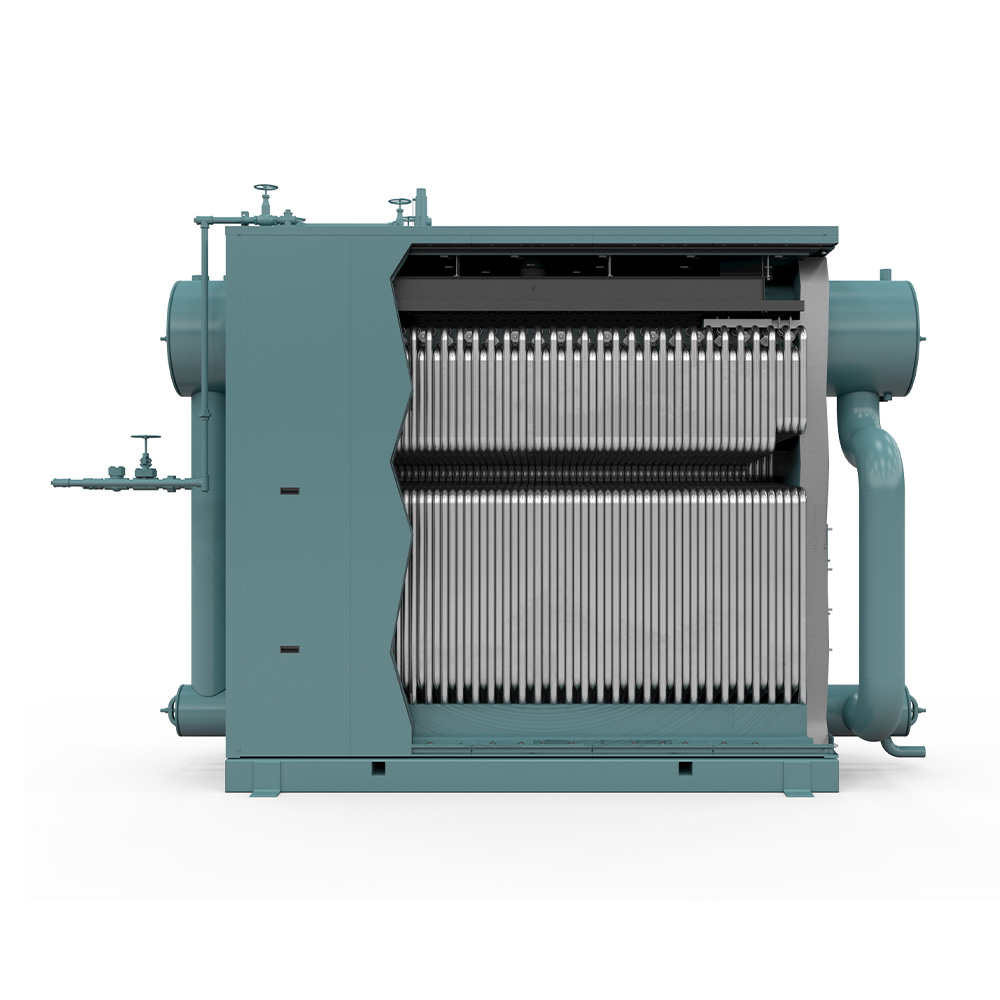 FLX watertube boiler side cutview with integral economizer
