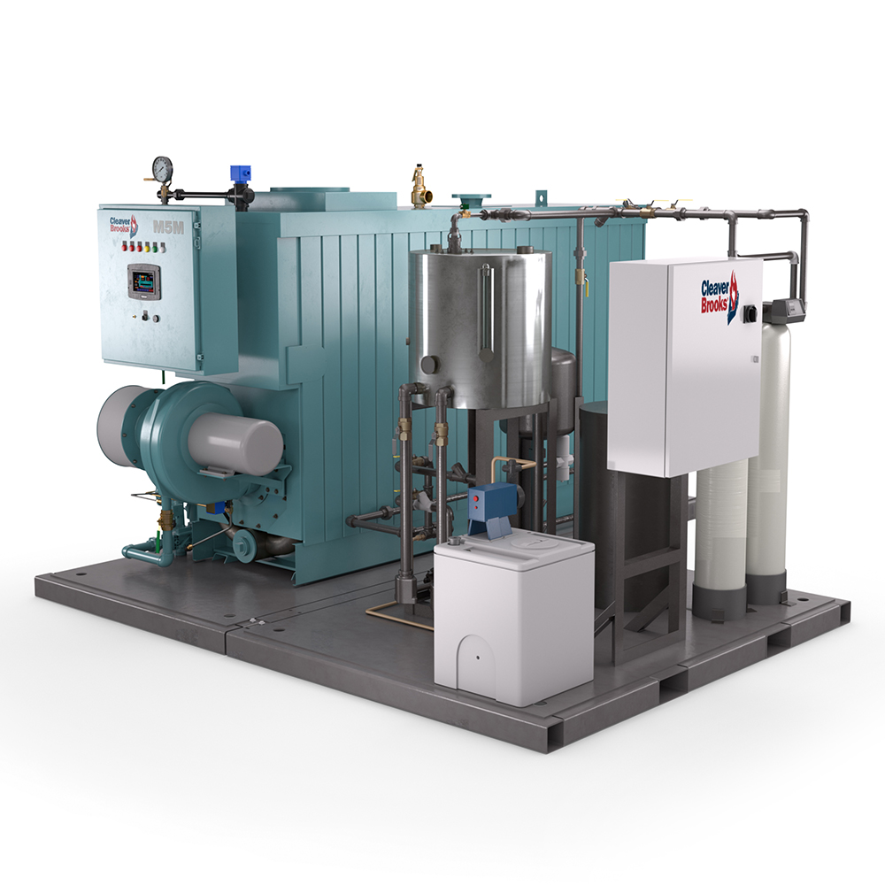 Right Side View of a Custom Skid-Mounted Boiler Solutions with M5M Watertube boiler
