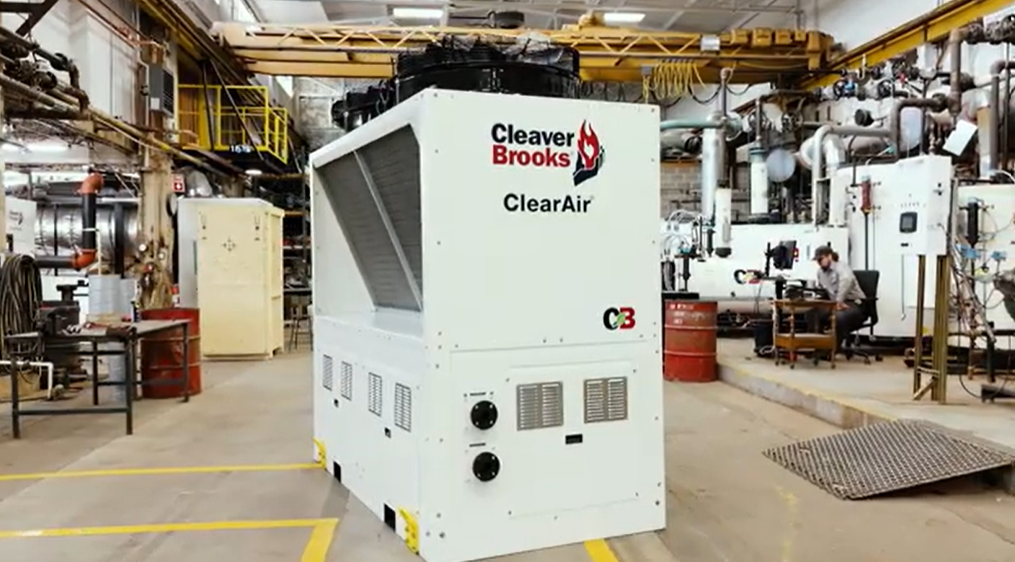 Image of clearair heat pump sitting on the ground