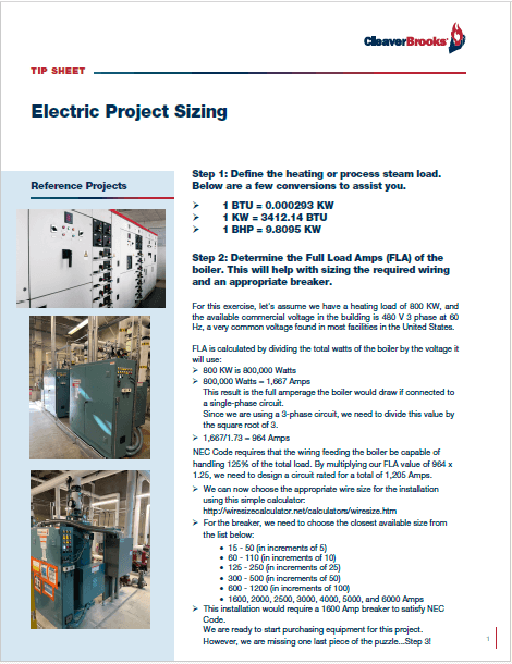 electric boiler tip sheet